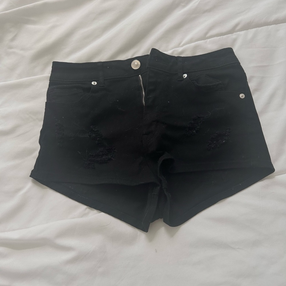 H&M black denim shorts